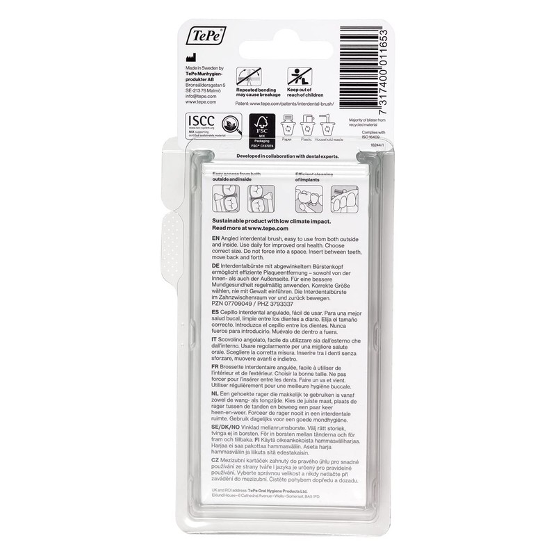 TePe Pack of 6 Interdental Brush Angle, Angled Dental Brush