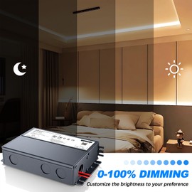 120W 12V Dimmable LED Driver for Lutron & Leviton Dimmer, Triac/ELV/MLV AC to DC Power Supply Transformer for LED Strip Light Dimmable, Constant Voltage Projects, UL&FCC-Listed, Class 2