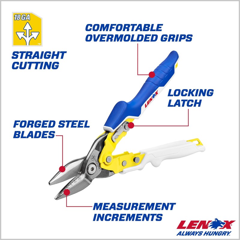 LENOX TOOLS Pliers, Straight Avitation Snips, With Durable Grip (LXHT14340​)