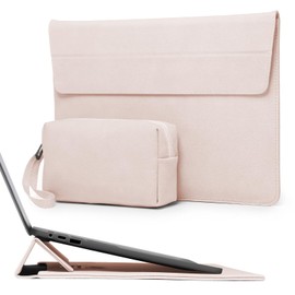 HYZUO 13.3-14 Inch Laptop Sleeve Case Bag with Adjustable Stand for MacBook Pro 14 M4/M3/M2/M1 Pro/Max 2025-2021, MacBook Air/Pro 13.3, 13.8/13.5 Surface Laptop 7-1, with Pouch, Apricot