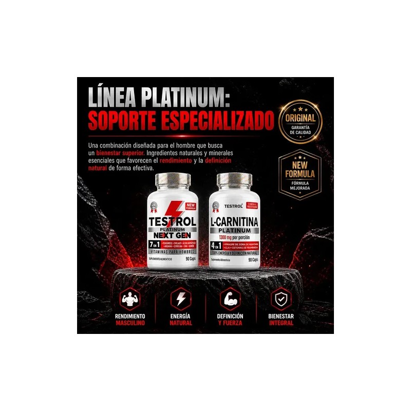 Combo Testrol Next Gen L Carnitina Platinum Sin Sabor