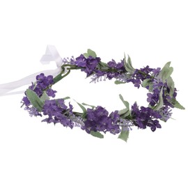 Luxshiny 1pc Simulation Lavender Garland: Purple Flower Garland Crown Floral Headband Hair Wreath for Beach Party Holiday