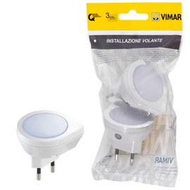 Vimar FP33101 Luce notturna a LED 2 pezzi, accensione e spegnimento automatico, crepuscolare incorporato, alimentazione 220-230 V 50/60Hz