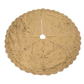 Kurt Adler 48-Inch Gold Polyester Treeskirt with Handwork Details