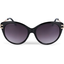 styleBREAKER Damen Sonnenbrille in Katzenaugen Form mit Polycarbonat Gläsern und Metall Bügel, Cat-Eye Brille 09020111, Farbe:Gestell Schwarz/Glas Grau-Violett Verlaufsglas