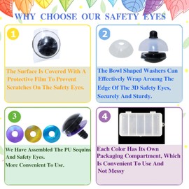 40Pcs 3D Glitter Safety Eyes and Washers for Crochet - Thalinfayi 25mm 5Colors Laser Moon Crochet Amigurumi Eyes Strabismus Safety Eyes for Amigurumi, Crafts, Crochet Doll DIY Making Supplies