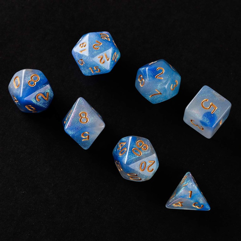 GWHOLE Polyhedral Dice Acrylic Dice Set of 7 Dice Cthulhu