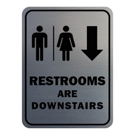 Signs ByLITA - Letrero redondo para baño con texto en inglés "Retrato" (plata cepillada), tamaño pequeño