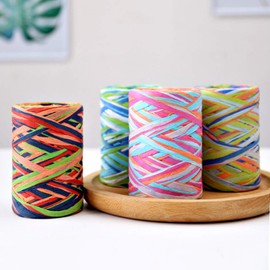 Keleily Raffia Bast 4 Rolls Colourful Raffia Ribbon 80 m Raffia Paper Ribbon Art Raffia Ribbon for Christmas, Gift Wrapping, Decoration, Weaving, Florist - 4 Colours Mix