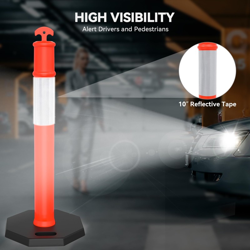 YITAHOME 45 inch Delineator Post with Base, 3 Pack Traffic