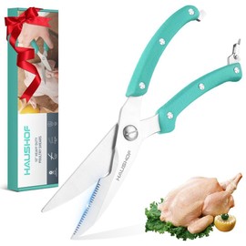 HAUSHOF 10" Kitchen Shears – Heavy Duty, Stainless Steel, Serrated, Safety Lock