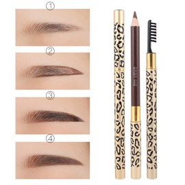 TOVINANNA 2pcs Double-ended Leopard Eyebrow Pencil Brush Dark Makeup Tool for Natural Brows Easy to Use Suitable for Personal and Professional Applications Random Style