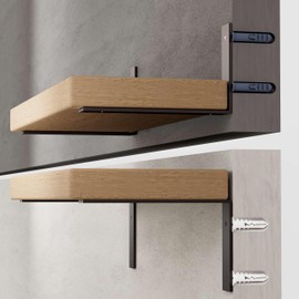 6 Pack Heavy Duty 8 Inch Black Shelf Brackets, L Shelf Bracket 8 Inch for Floating Shelves, 1/5-Inch Thick