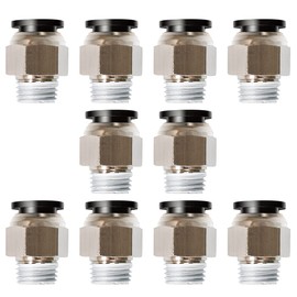 Beduan Push to Connect Fitting, 3/8" Tube OD x 1/4" NPT Thread Male Straight Pneumatic Air Fitting (Pack of 10)