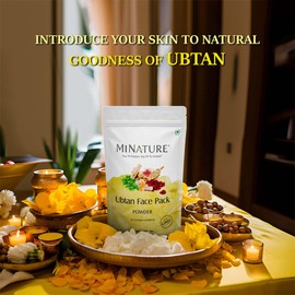 Ubtan Powder by mi nature | Turmeric, Barley, Chickpeas, Neem, sandalwood, Mograflower, Saffron and Rose Petal | 227g (8 oz.) (0.5 lb) | from India