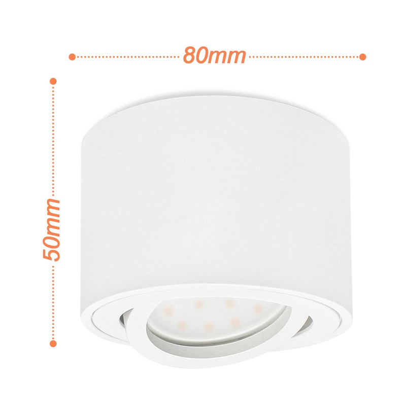 KYOTECH LED Surface-Mounted Spotlight, Flat, Swivelling, Surface-Mounted Spotlight, Including 5