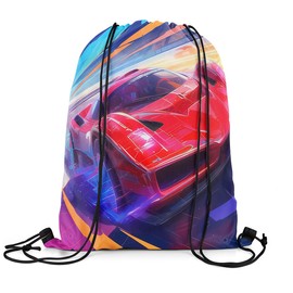 jejeloiu Race Car Drawstring Backpack 13"x15.7" Speed Sports Car Drawstring Bags Racing Car Drawstring Backpack Extreme Sports Waterproof Cinch Bag