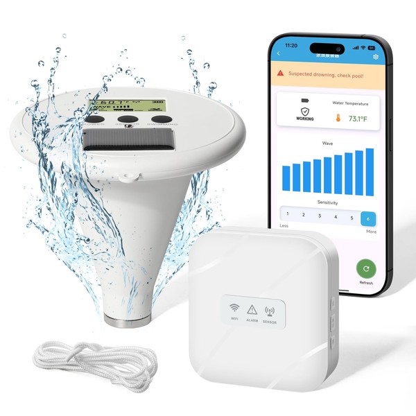 WiFi Pool Alarm, Zuomeng Solar Wave Pool Alarm with High