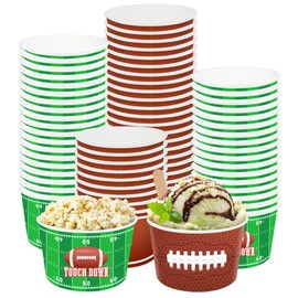 50 Pieces Football Snack Bowls Green Brown Football Bowl 2 Styles Football Bowls Party Supplies Disposable Serving Bowls Football Paper Bucket for Football Theme Sports Event Party Dinners 9 oz