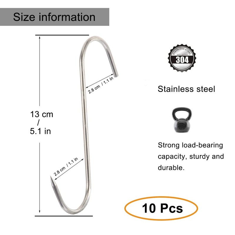 ACONDE S-Hook, S-Shaped Meat Hook, for Hanging Meat Hooks from