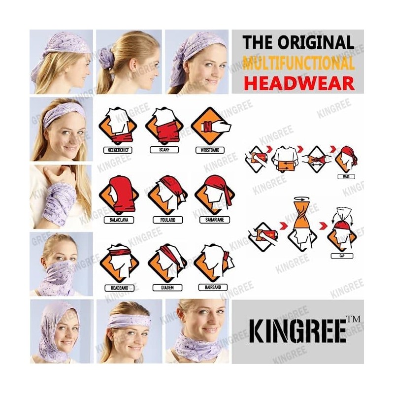 KINGREE KINREE 6PCS Outdoor Magic Scarf, Elastic Headbands, Headscarves, Headwear,