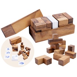 Engelhart - 350460 - Double Soma Cube - 3D Wooden Puzzle Cube - Difficulty Level: Hard - 2 Wooden Dice - Shape Sheets - Ecological Wooden Box - 2 Players - from 6 Years