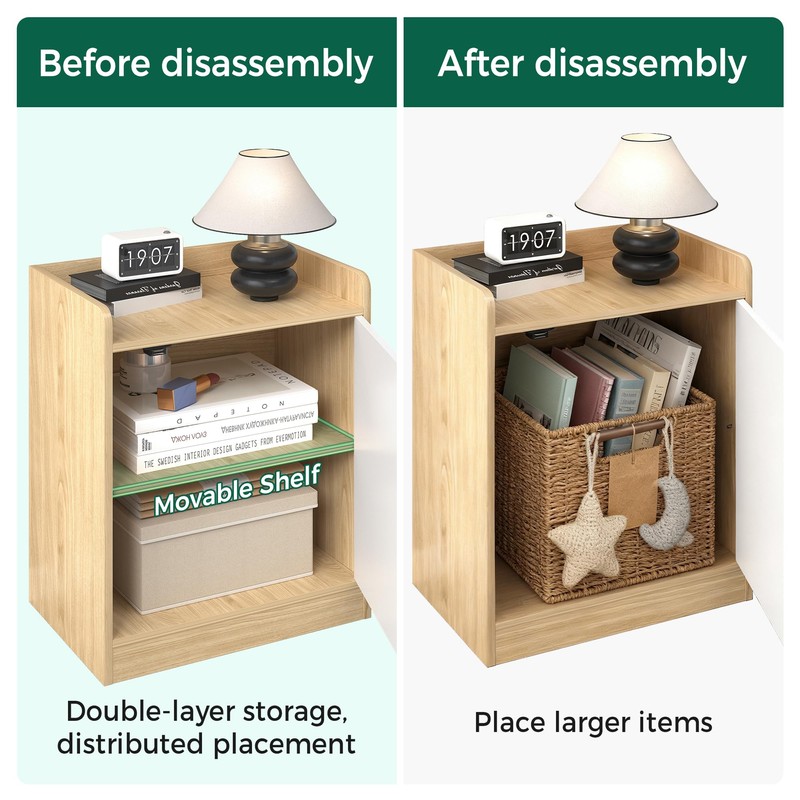 Modern Wooden Nightstand, Durable, Elegant Design for Small Spaces, Wooden