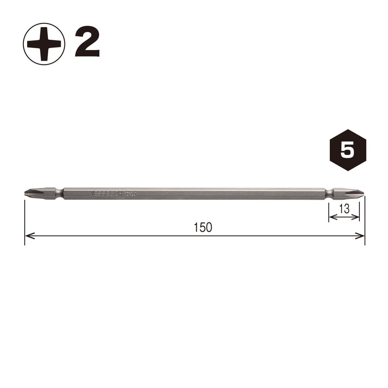 Vessel B36 ZP Double-ended Bit Air for Electric Drivers +