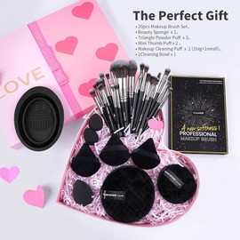 MAANGE 메이크업 브러시 30개 도구 세트 여성용 상자 다기능 키트 선물 세트 파우더 MAANGE Makeup Brush 30-Piece Tool Set for Women Multifunction Kit Gift Set Powder [Black]
