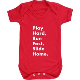 Hippowarehouse Play Hard, Run Fast, Slide Home baby vest bodysuit (short sleeve) boys girls