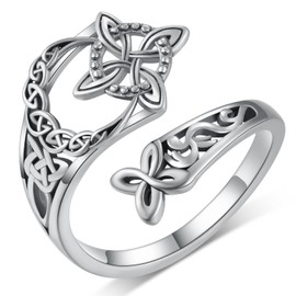 Peireara Witches Knot Ring Celtic Nudo de Bruja Plata 925 Original Sterling Silver Witch Knot Rings Irish Jewelry Gifts for Women