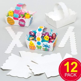 Baker Ross Easter White Baskets (Pack of 12) Craft Baskets for Kids to Decorate and Fill with Treats or Eggs ET883
