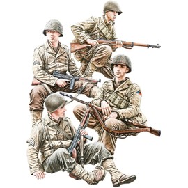 Mini Art 35407 1:35 Figures Set US Infantry (4) Set 1 - Faithful Replica, Model Building, Plastic Kit, Crafts, Hobby, Gluing, Model Kit, Assembly, Unpainted