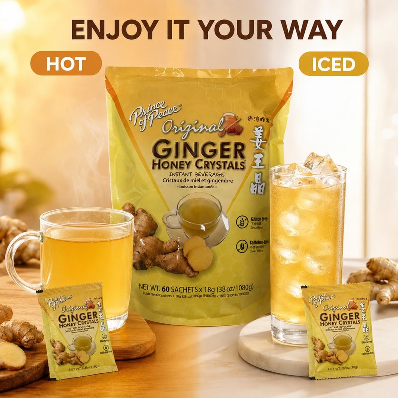 Instant Ginger Honey Crystals Family Value Pack 60 Sachets 18g