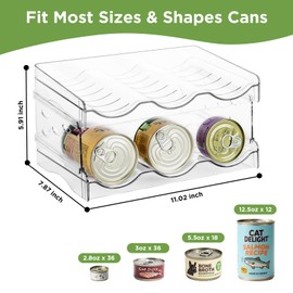 REFLYING Cat Food Can Organizer, 2-Layer Transparent Cat Food Storage Container Holds 36 (3.5oz) Cans, Canned Cat Food Organizer and Storage for Countertop Kitchen Cabinet or Pantry Shelf (2 layers)