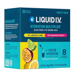 Liquid I.V. Hydration Multiplier Variety Pack, Lemon Lime & Passion Fruit 30ct