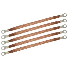 MEETOOT - 5 correas de tierra trenzadas de 250 mm, color dorado, para motor automotriz, cable de cobre con terminales
