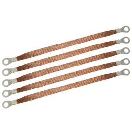 MEETOOT - 5 correas de tierra trenzadas de 250 mm, color dorado, para motor automotriz, cable de cobre con terminales