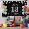 JOYKY Happy 13th Birthday Banner, Black Silver 13th Birthday Party