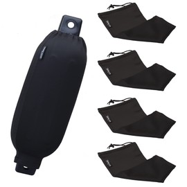 Searoam Boat Fender Covers 4-Pack,Black Polyester Fibre Marine Bumper Covers,Boat Fender Bumper Covers 23“x 6.5” for Double Eye Ribbed Fenders and do a nice job of protecting Boat Fender