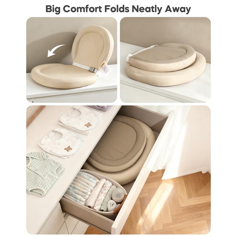 Baby Changing Pad with Waterproof & Wipe-Clean, Non-Slip Foldable PU