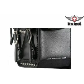 Dream Apparel Waterproof PVC Motorcycle Saddlebag With Quick Release & Studs Biker Universal