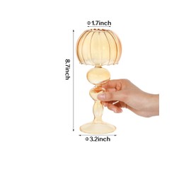 Gurfuy Jellyfish Shaped Glass Candle Holders - Glass Hurricane Candleholders Crystal Decorative Candle Stand for Table Wedding Dinning Centerpieces Party Supplies Decor Amber