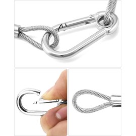 QWORK 80-Pack Stage Lighting Safety Cable Wire, 3mm x 27.5" in Length, Load Capacity 44lbs, Stainless Steel Safety Rope for Stage Lighting Parties or DJ Lighting