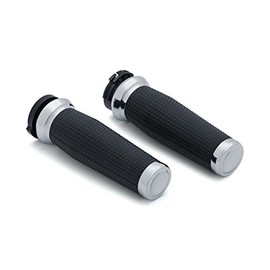 Kuryakyn 5940 Thresher Handlebar Grips for Throttle and Clutch, Dual Cable Throttle Control: 1996-2019 Harley-Davidson Motorcycles, Chrome, 1 Pair