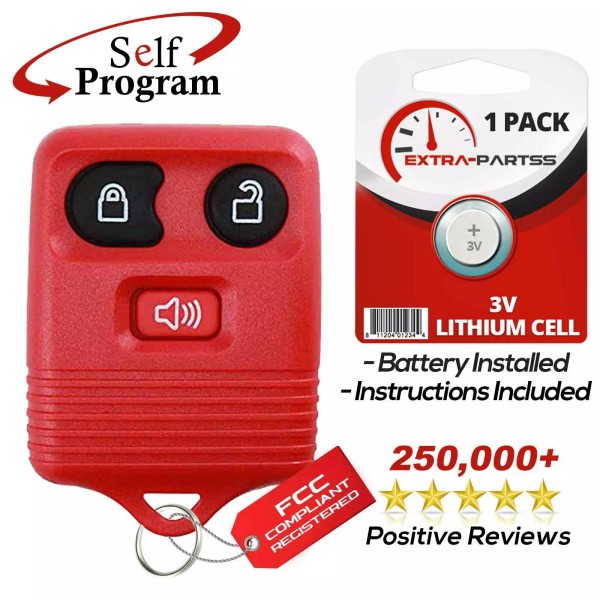 Extra-Partss Remote Car Key Fob 3btn Red for Ford Lincoln