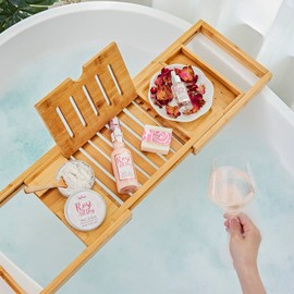 BFF LOVE 6Pcs Spa Gifts for Women, Bath Gift Set, Rose Gift Baskets for Women, Spa Kit with Essential Rose Oil, Bath Salt, Soap, Natural Petals, Mothers Day Gifts for Her