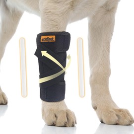 COMFPET Dog Front Leg Brace, Dog Leg Support Wrap with Plastic Bar Stabilizers, Canine Front Leg Wrap Sleeve to Prevent Licking, Dog Sprains, Arthritis (Large)