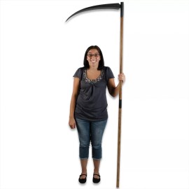 BudK Grim Reaper Sickle | 24" Black Forged Curved Blade | 79" Overall Length