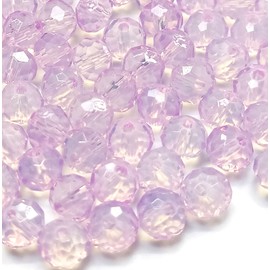 XIENBAOFU 100PCS Glass Beads for Jewelry Making 8mm Crystal Beads for Bracelets Making Necklaces(Purple-100PCS)